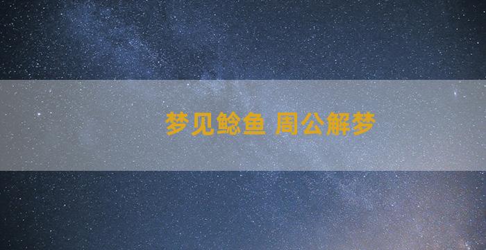 梦见鲶鱼 周公解梦